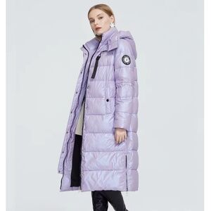 ZIAI ZIAI Purple Metallic Long Parka Coat with Hood Size 12 (US), 44 (EU)